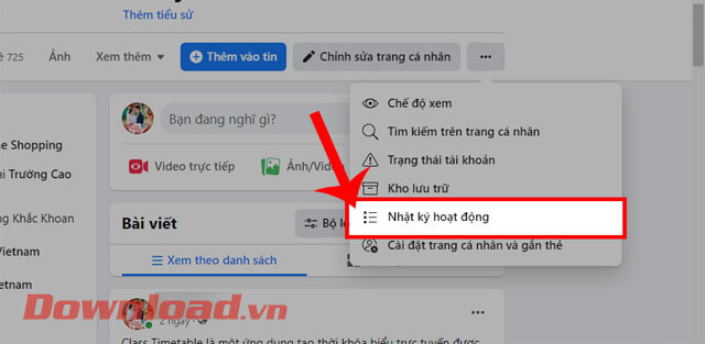 <p><strong>Bước 3: </strong>Tiếp theo, hãy nhấp chuột vào mục <strong>Nhật ký hoạt động.</strong></p>