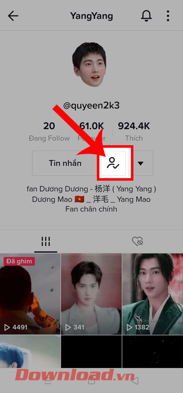 <p><strong>Bước 2: </strong>Tại trang cá nhân của tài khoản mình hủy follow, nhấn vào <strong>biểu tượng