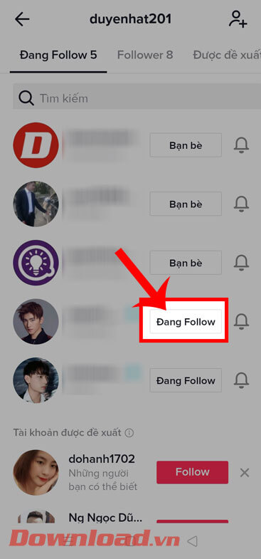 <p><strong>Bước 4: </strong>Sau khi đã hủy theo dõi thành công, thì phía bên phải tài khoản TikTok sẽ