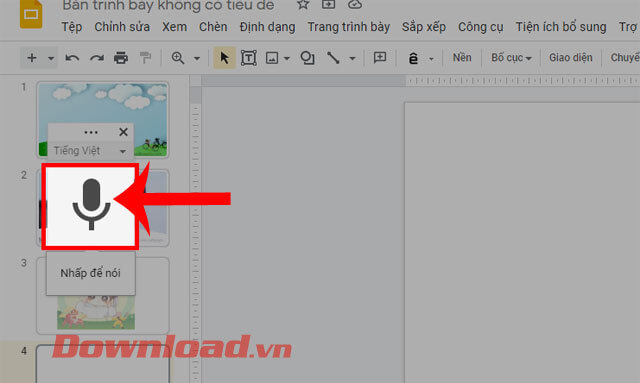 Click chuột vào biểu tượng ghi âm