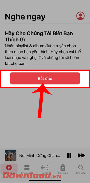 <p><strong>Bước 2: </strong>Ở mục Nghe ngay của ứng dụng lúc này sẽ hiển thị thông báo “<em>Hãy cho