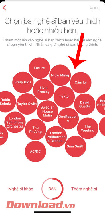 <p><strong>Bước 4:</strong> Tiếp theo, <strong>lựa chọn tên ca sĩ mà mình yêu thích</strong>, sau đó