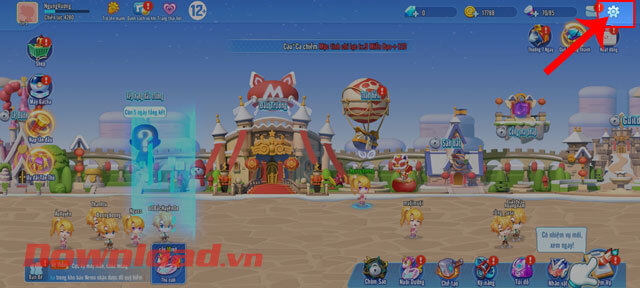 Nhấn vào biểu tượng cài đặt