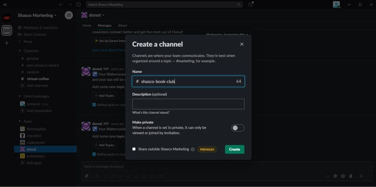 Slack giúp bạn tạo kênh sách riêng