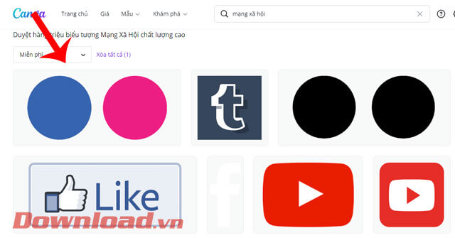Chọn biểu tượng icon mình muốn sử dụng