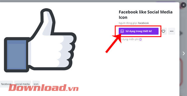 Nhấp chuột vào nút Sử dụng trong thiết kế