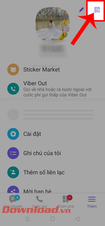 <p><strong>Bước 5: </strong>Khi này, chạm vào <strong>biểu tượng mã QR </strong>ở góc bên phải phía