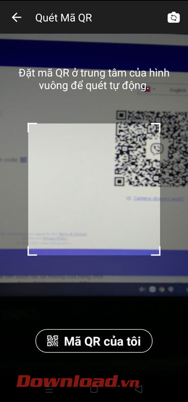 <p><strong>Bước 6:</strong> Tại giao diện quét mã QR khi này, <strong>đưa camera của điện thoại lại