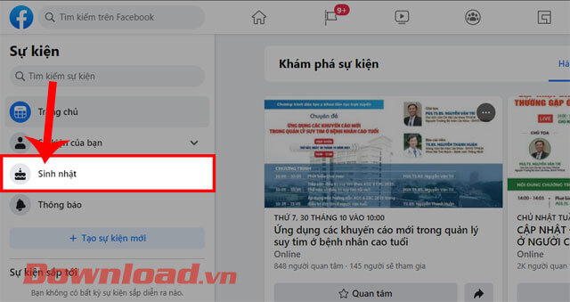 <p><strong>Bước 3:</strong> Trong khung cửa sổ <em>Sự kiện</em> ở phía bên trái màn hình, hãy nhấn vào