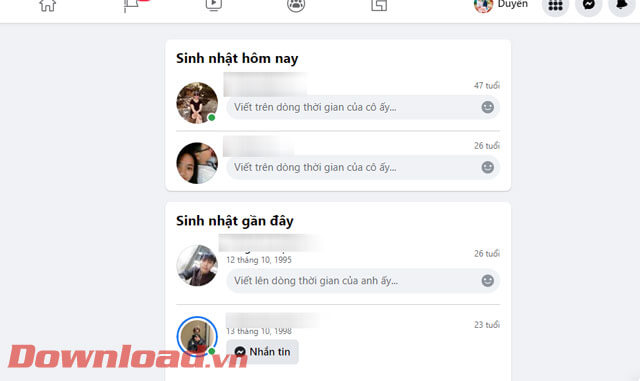 <p><strong>Bước 4: </strong>Lúc này trên màn hình sẽ hiển thị toàn bộ ngày sinh nhật của bạn bè sắp