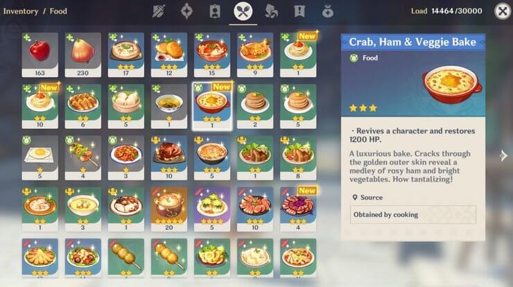 Món bánh nướng cua, giăm bông & rau củ