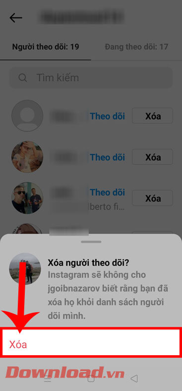 <p><strong>Bước 4:</strong> Phía dưới màn hình này sẽ hiển thị khung cửa sổ thông báo “<em>Xóa người