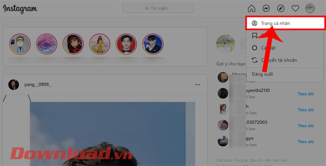 <p><strong>Bước 3: </strong>Tiếp theo, hãy nhấp chuột vào mục <strong>Trang cá nhân.</strong></p>