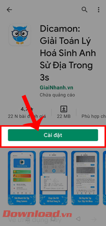 <p><strong>Bước 4:</strong> Tiếp theo, hãy chạm vào nút <strong>Cài đặt.</strong></p>