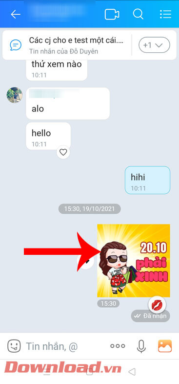 <p><strong>Bước 4: </strong>Khi đã gửi thiệp chúc mừng thành công, ấn vào nhãn dán để xem hiệu ứng.</p>