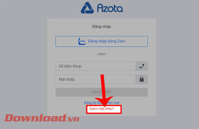 Click chuột vào mục Quên mật khẩu