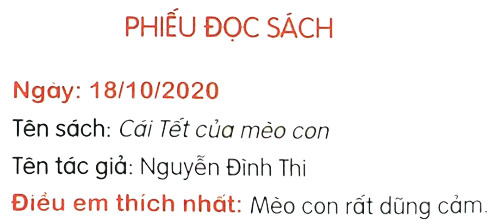 Phiếu đọc sách