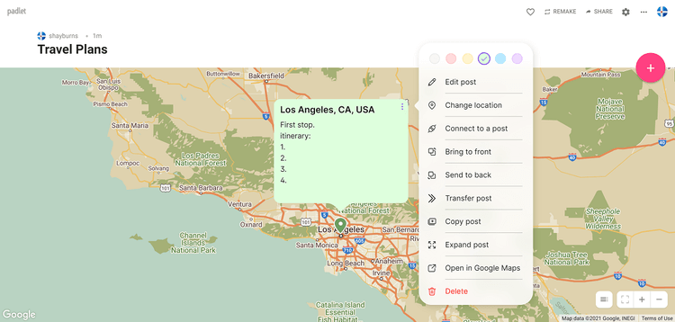 Tạo kế hoạch du lịch trên Padlet