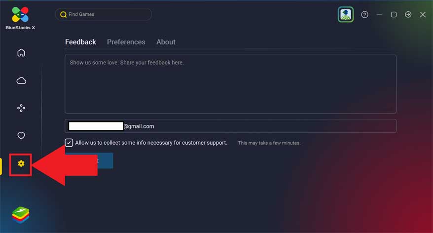 Menu cài đặt BlueStacks X
