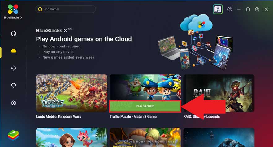 Chơi game trên đám mây bằng BlueStacks X