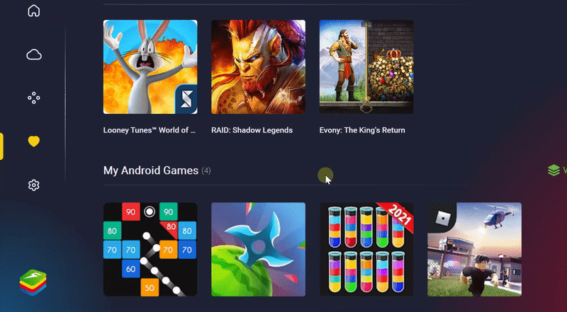 Tùy chọn mở game Abdroid trên BlueStacks X
