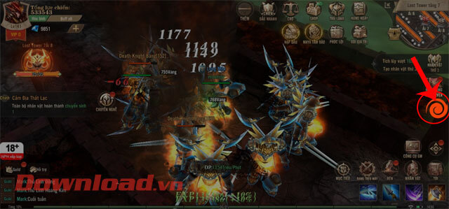 Nhấn vào biểu tượng trung tâm hỗ trợ