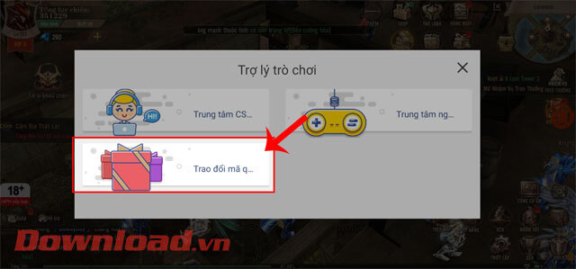 Ấn vào nút Tra đổi mã quà tặng
