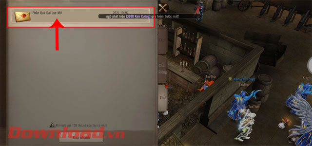 Chọn lá thư Phần quà Đại lục MU