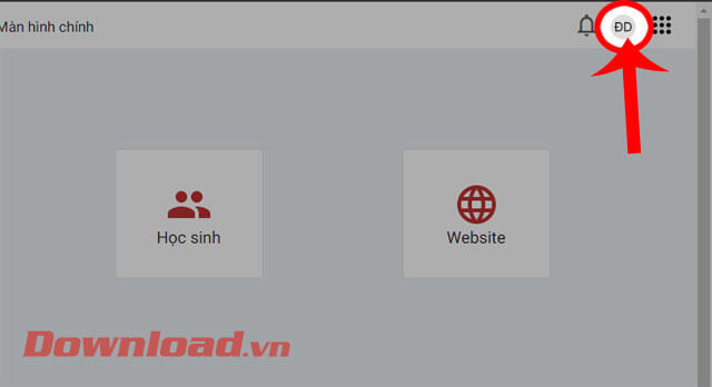 Nhấp chuột vào biểu tượng tài khoản