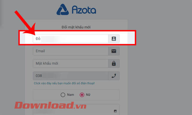 Nhập tên tài khoản mới