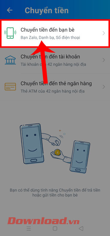 <p><strong>Bước 3:</strong> Tại mục <em>Chuyển tiền</em> của ví điện tử, hãy ấn tính năng <strong>Chuyển