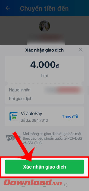 <p><strong>Bước 6:</strong> Lúc này ở khung cửa sổ <em>Xác nhận giao dịch</em>, nhấn vào nút <strong>Xác
