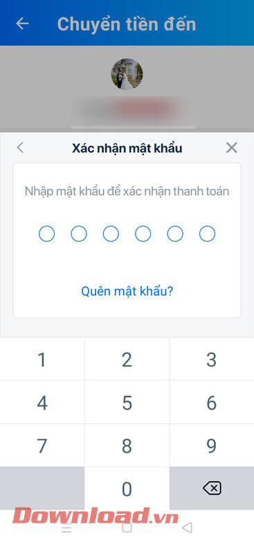 <p><strong>Bước 7: </strong>Sau đó, <strong>điền mật khẩu tài khoản ZaloPay</strong> của mình. Đợi một