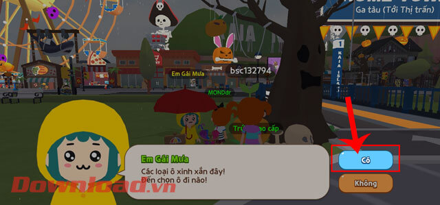 Chạm vào nút Có