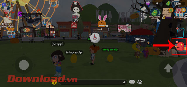 Ấn vào biểu tượng balo