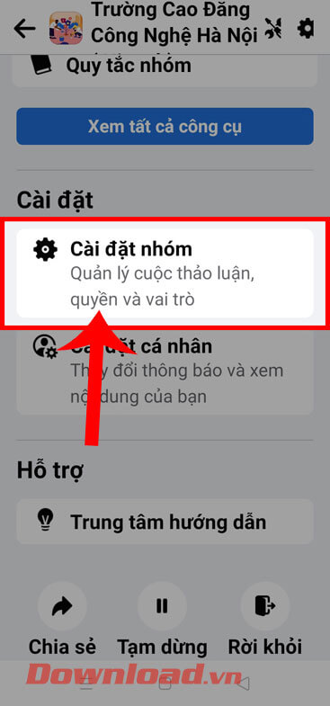 <p><strong>Bước 3: </strong>Khi này kéo màn hình xuống phía dưới đến mục <em>Cài đặt,</em> thì nhấn