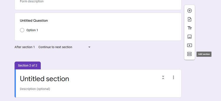 Chèn biểu mẫu nhiều phần