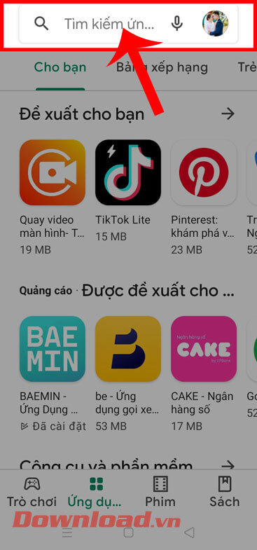 <p><strong>Bước 2:</strong> Trong trang chủ của ứng dụng, ấn vào <strong>ô tìm kiếm</strong> ở phía
