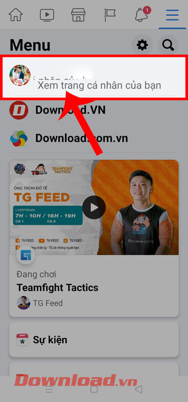 <p><strong>Bước 2:</strong> Trong phần <em>Menu </em>của ứng dụng, hãy chạm vào <strong>trang cá nhân