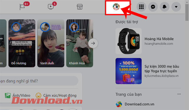 <p><strong>Bước 2: </strong>Tại trang chủ của Facebook, click chuột vào <strong>trang cá nhân </strong>của