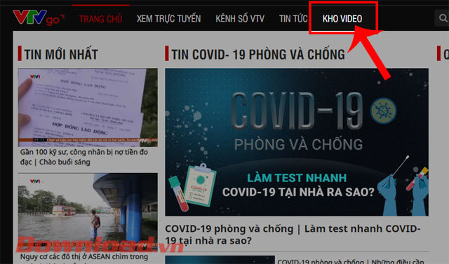 Nhấn vào mục Kho video