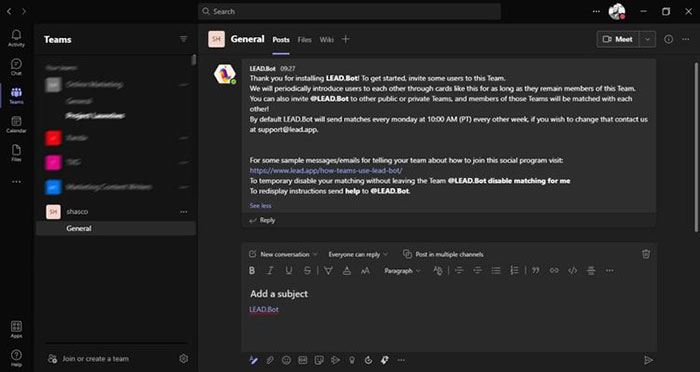 Tích hợp LEAD.Bot vào Microsoft Teams
