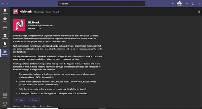 Giao diện NickNack