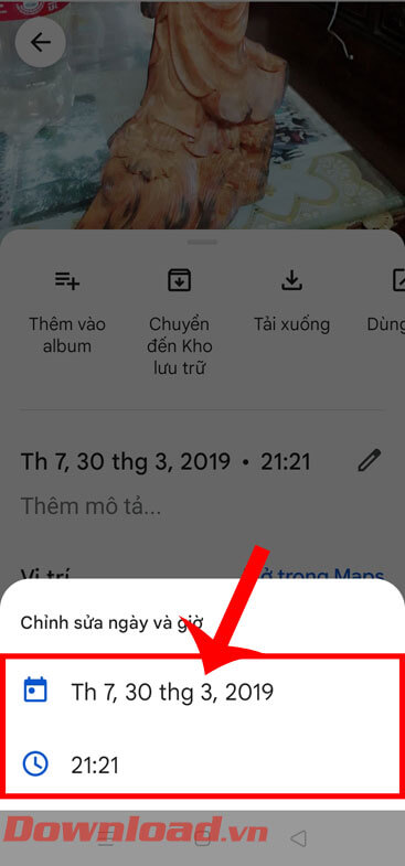 <p><strong>Bước 4: </strong>Trong khung cửa sổ <em>Chỉnh sửa ngày và giờ</em>, chạm vào mục <strong>Ngày