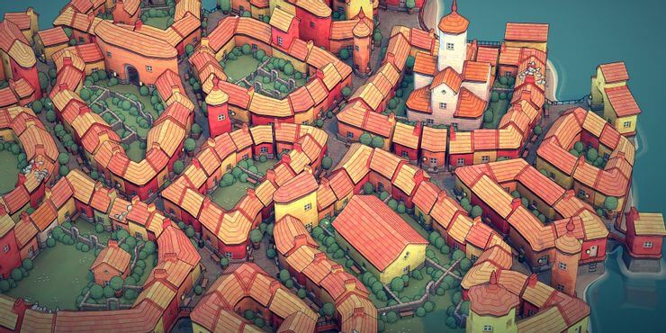 Bản đồ game Townscaper khác với những game xây dựng thành phố thông thường