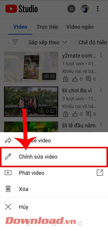 <p><strong>Bước 4: </strong>Tiếp theo, hãy nhấn vào mục <strong>Chỉnh sửa video.</strong></p>