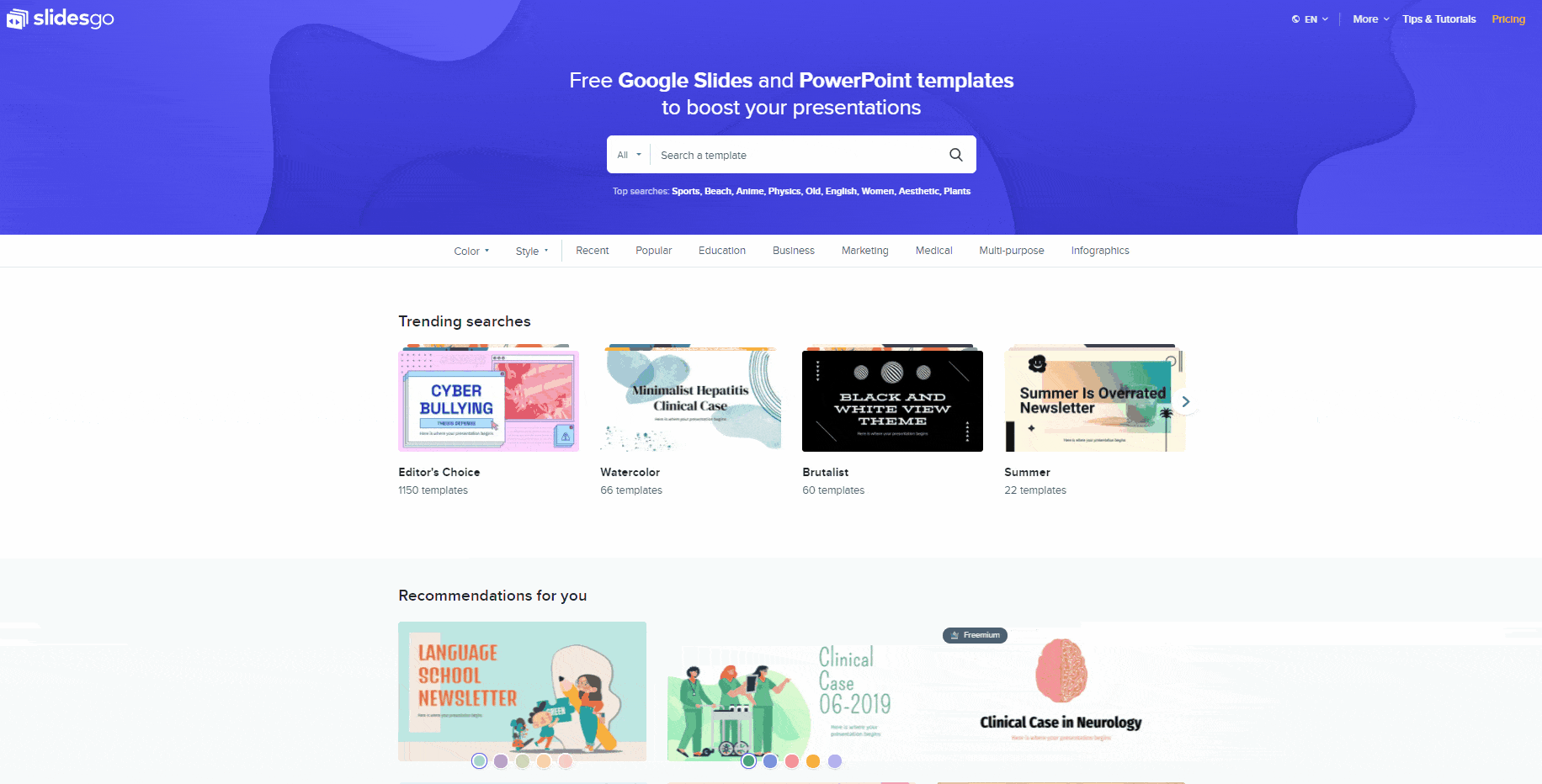 Slidesgo đề xuất file PowerPoint hợp với bạn