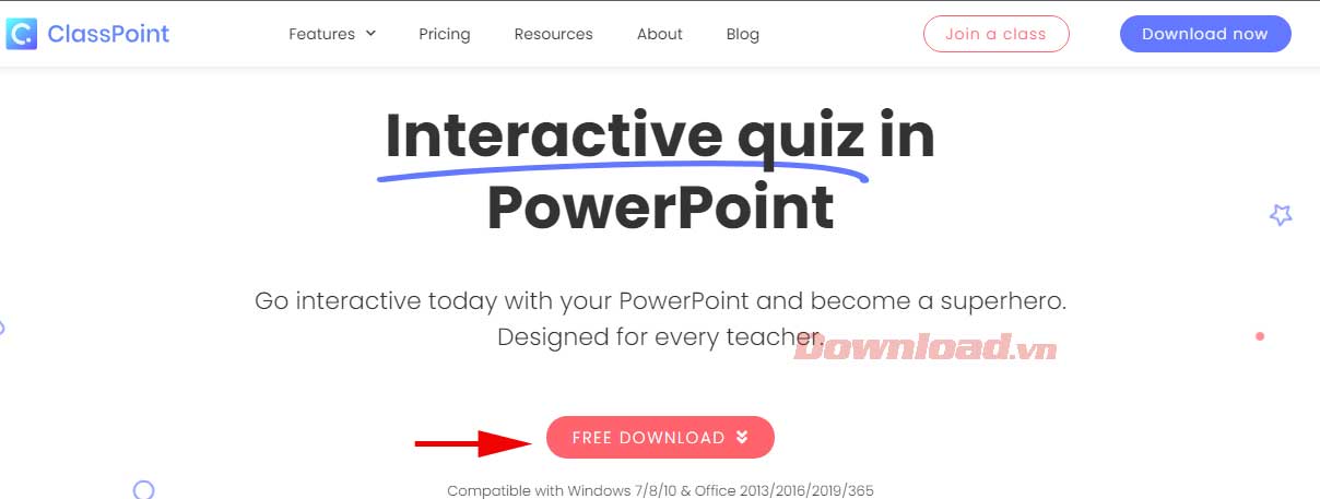 <p>1. Truy cập https://www.classpoint.io/. Click <strong>Free Download.</strong></p>