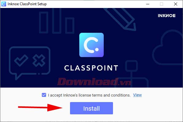 <p>4. Tích <strong>I accept inknoe's lincense... </strong>&gt; Nhấn <strong>Install</strong>.</p>