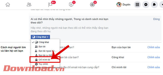 <p><strong>Bước 6:</strong> Cuối cùng, nhấp chuột và chọn chế độ <strong>Chỉ mình tôi</strong>, để ẩn